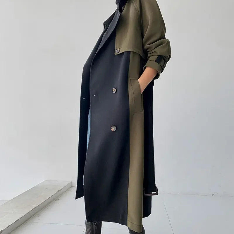 Color Block Trench Coat