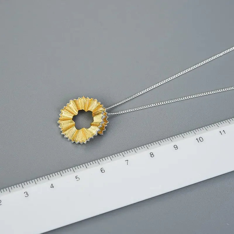 Lotus Fun Real 925 Sterling Silver Handmade Fine Jewelry Creative Pencil Shavings Design Pendant without Necklace for Women Gift