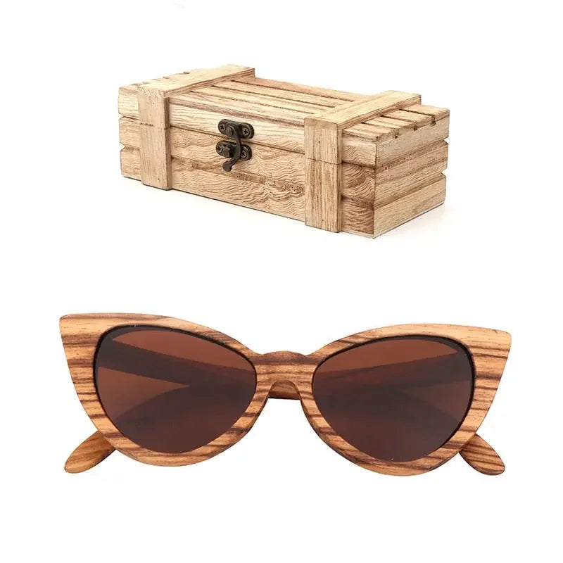 Luxury Fashion Polarized Sunglasses For Women Cat eye Sunglasses Wood Glasses With box Wooden ocularia solaria Gafas de sol