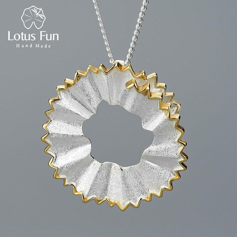 Lotus Fun Real 925 Sterling Silver Handmade Fine Jewelry Creative Pencil Shavings Design Pendant without Necklace for Women Gift