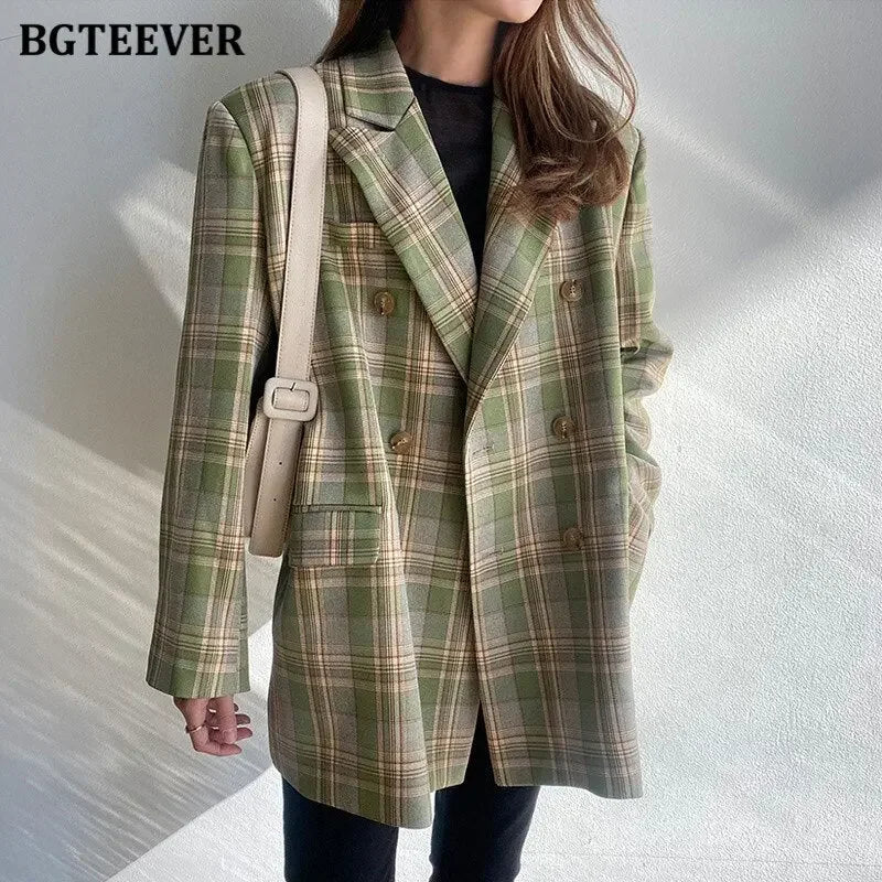 Vintage Loose Fit Plaid Blazer - LUXLIFE BRANDS
