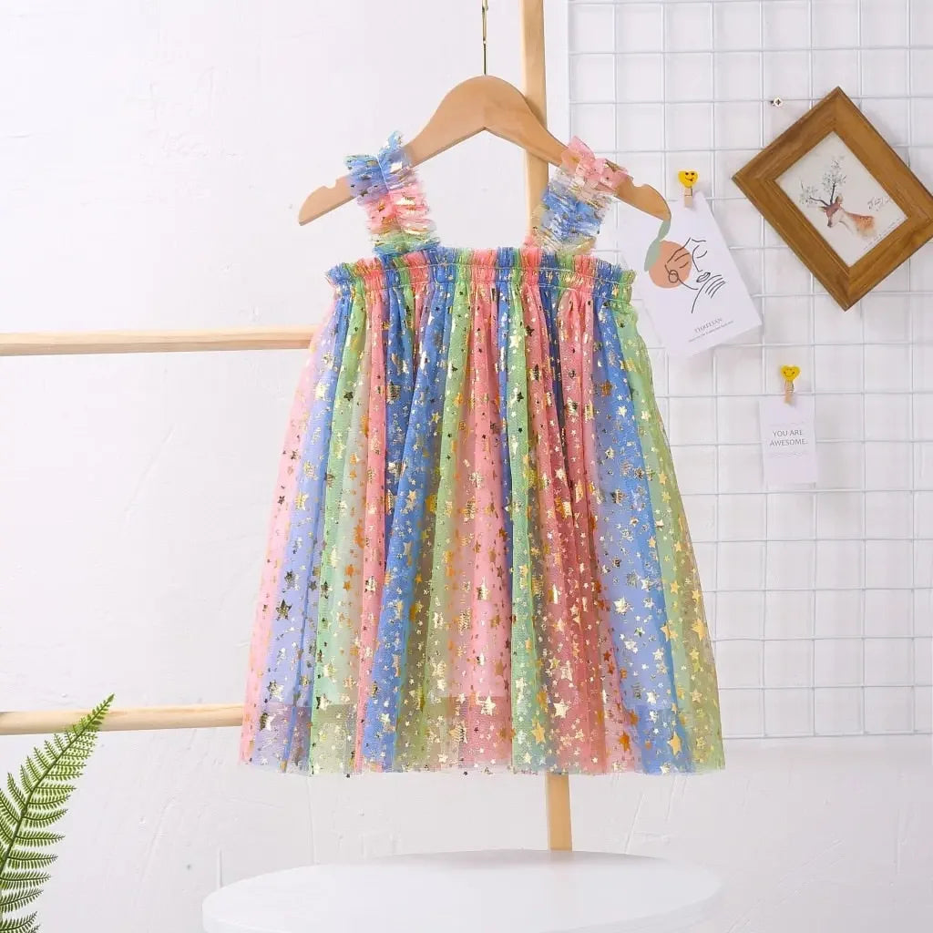 Girls Rainbow Colorful Tutu Dress