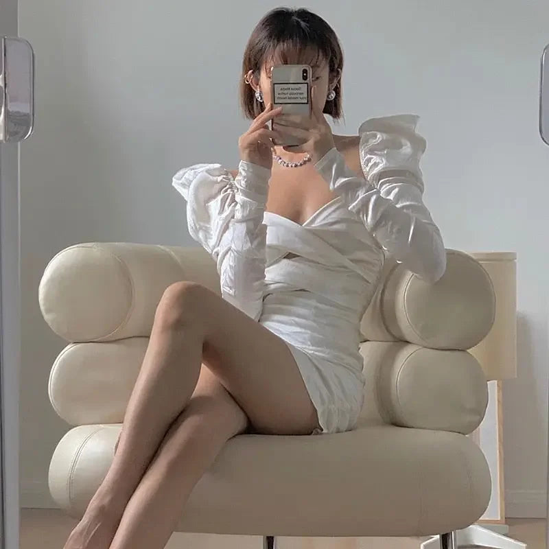 Long Sleeve Lace Up Bodycon Club Party Dresses