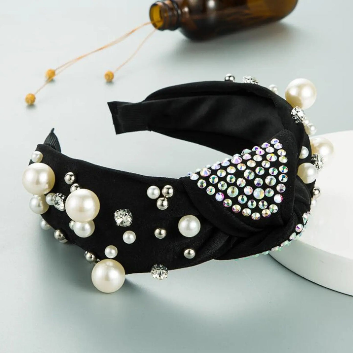 Mixed Pearl Baroque Center Knot Hairband
