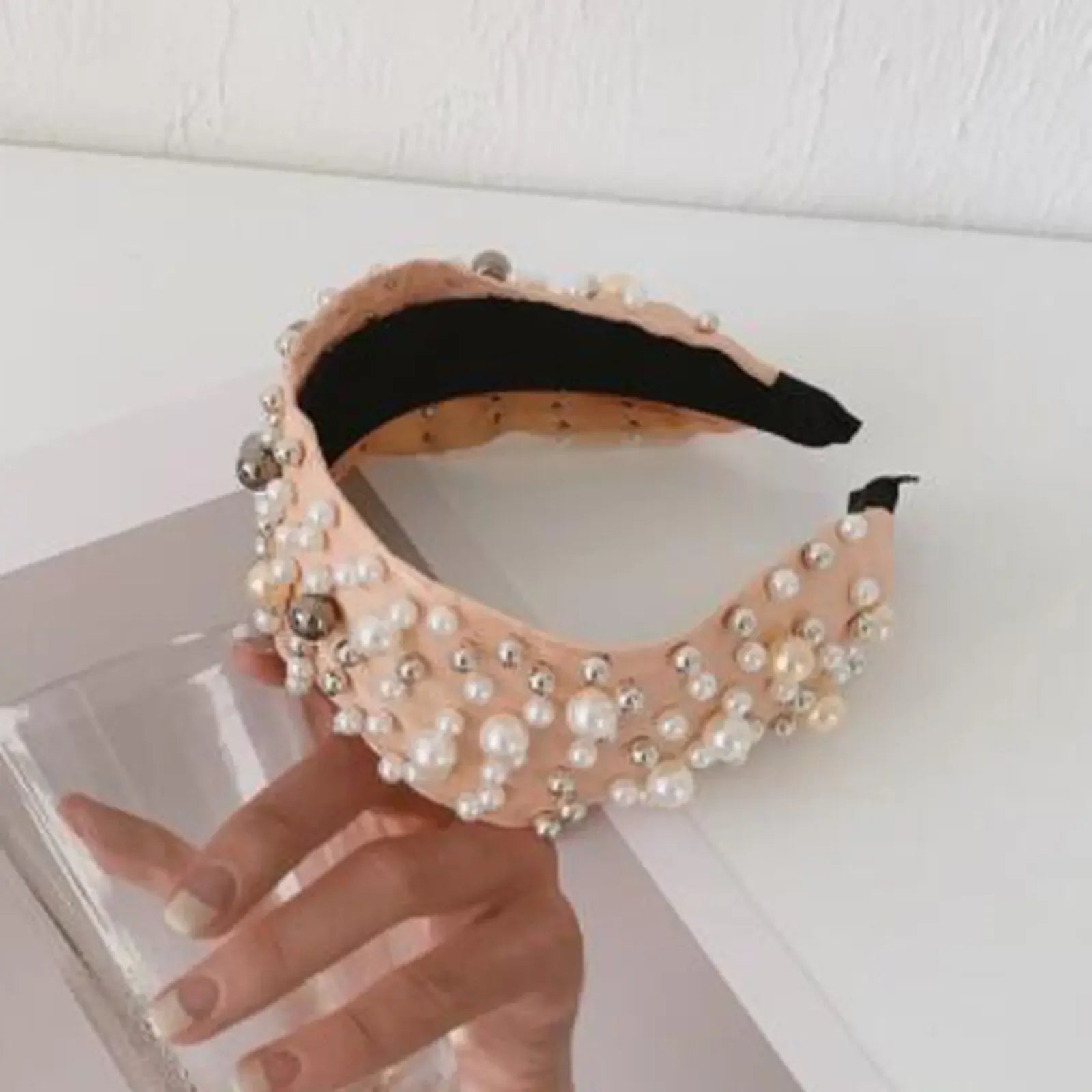 Mixed Pearl Baroque Center Knot Hairband