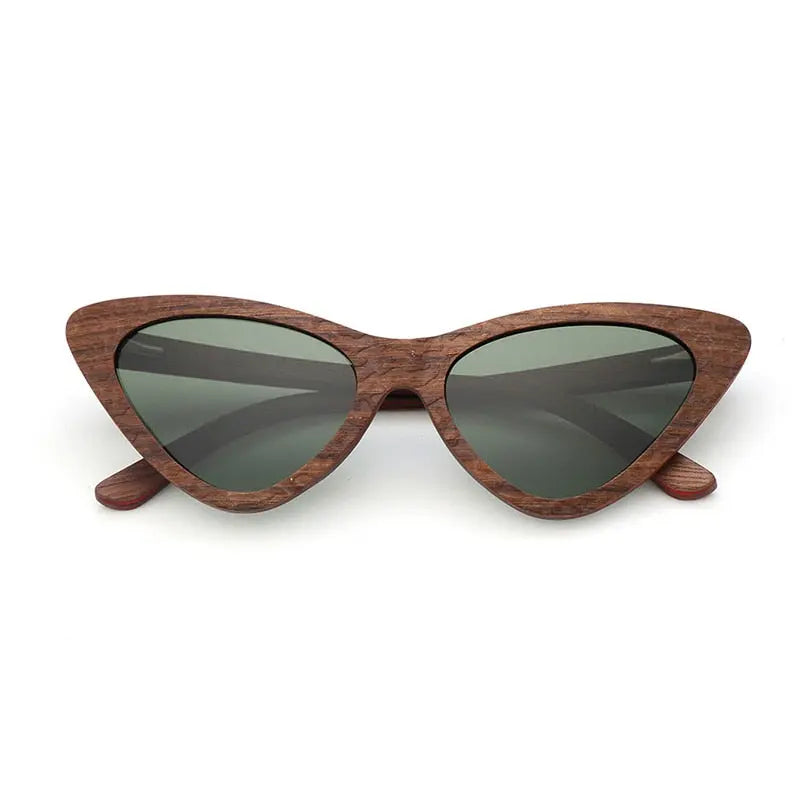 Vintage Wooden Cat Eye Sunglasses Polarized UV400
