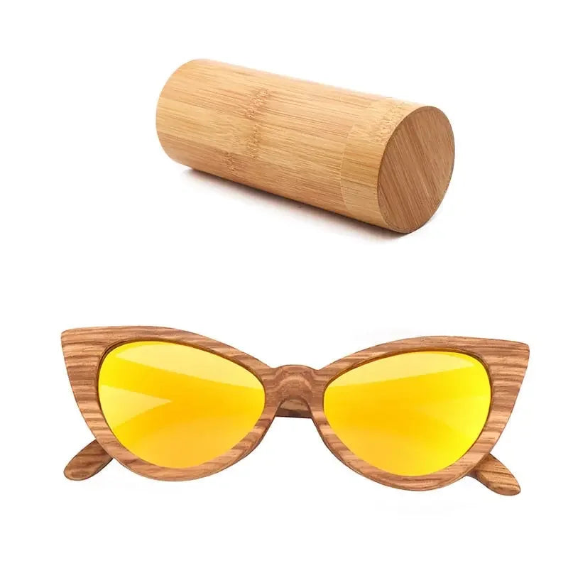Luxury Fashion Polarized Sunglasses For Women Cat eye Sunglasses Wood Glasses With box Wooden ocularia solaria Gafas de sol