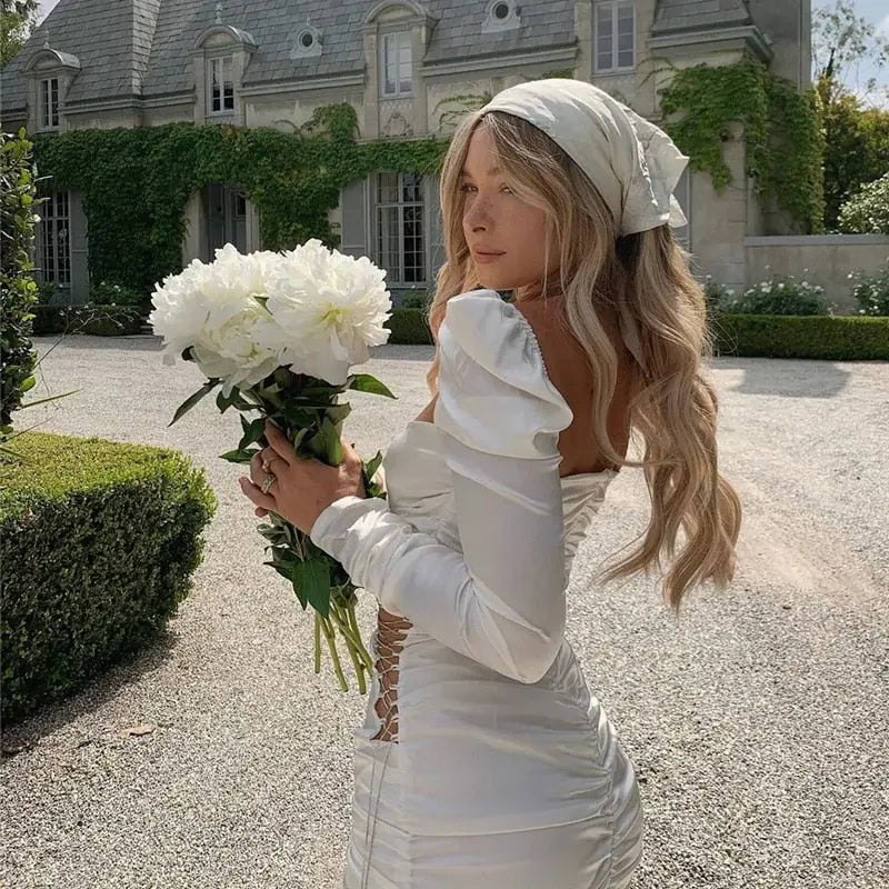 Long Sleeve Lace Up Bodycon Club Party Dresses