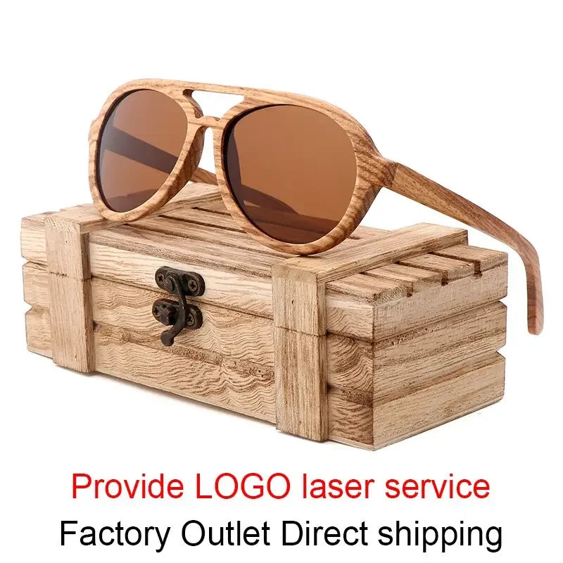 Vintage Wooden Polarized Driving Sunglasses UV400