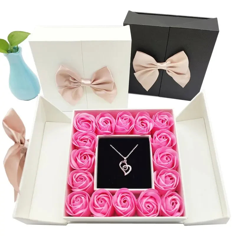 Valentines Artificial Rose & Jewelry Gift Box