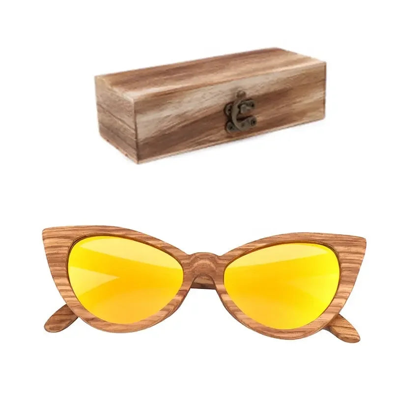 Luxury Fashion Polarized Sunglasses For Women Cat eye Sunglasses Wood Glasses With box Wooden ocularia solaria Gafas de sol