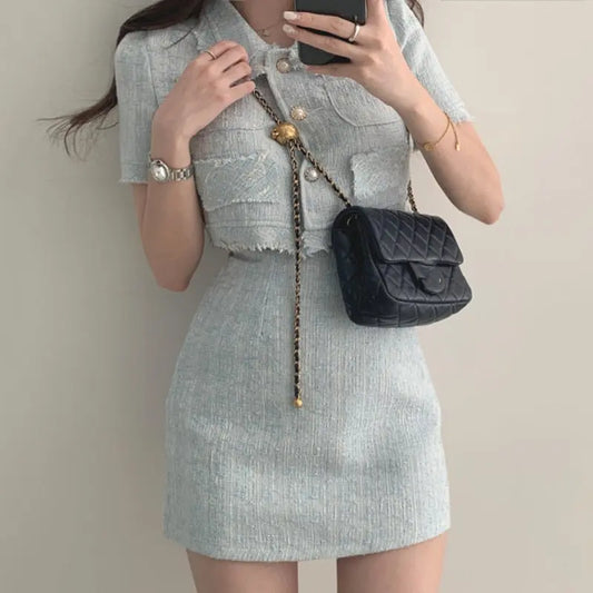 Beverly Short Sleeve Tops and High Waist Bodycon Mini Skirt Set - LUXLIFE BRANDS