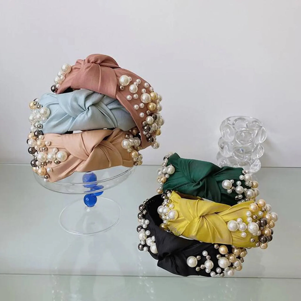 Mixed Pearl Baroque Center Knot Hairband