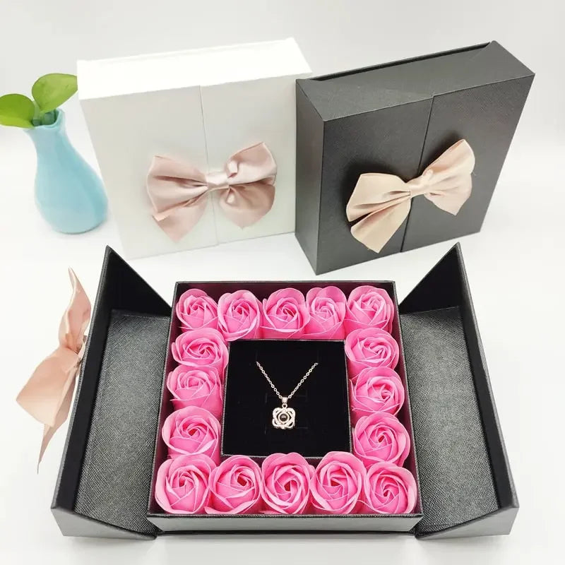 Valentines Artificial Rose & Jewelry Gift Box
