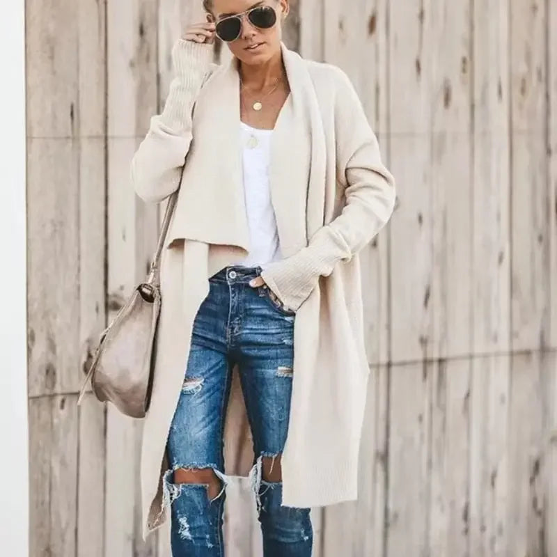 TEELYNN 2022 Boho Long Knit Wear Sweaters Cardigan Women Knitwear Turn-Down Collar Winter Coats Female Holiday Oversized Coat