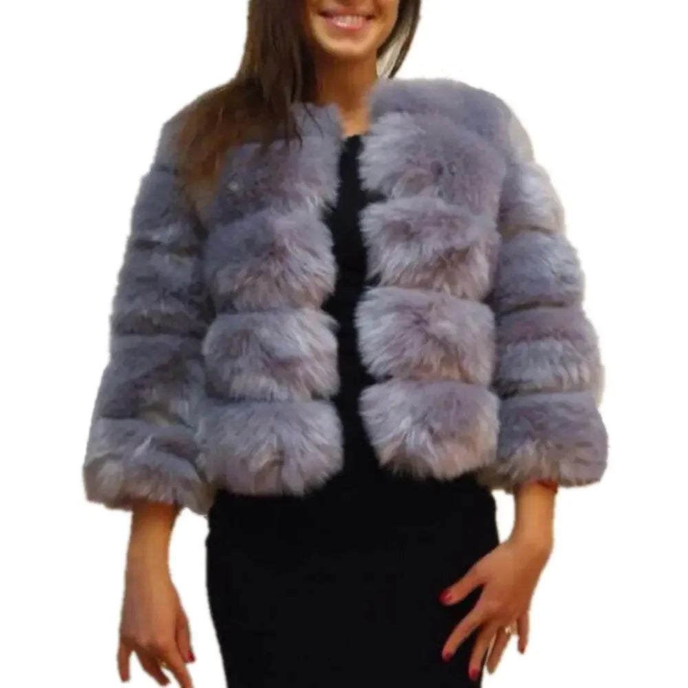 Long Sleeves Short Faux Fur Coat