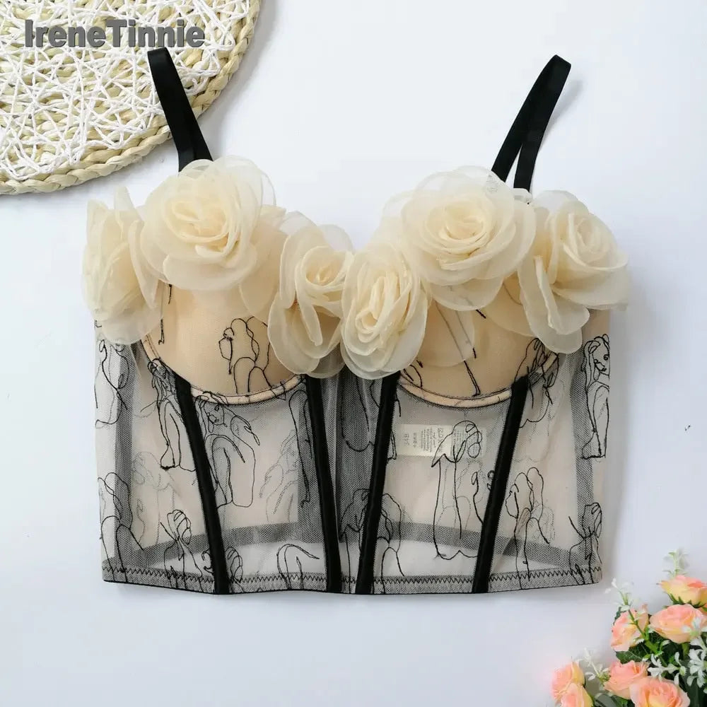 Corset Flower Streetwear Crop Top