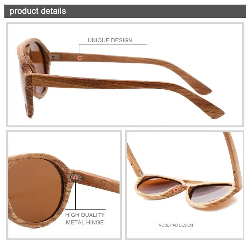 Vintage Wooden Polarized Driving Sunglasses UV400