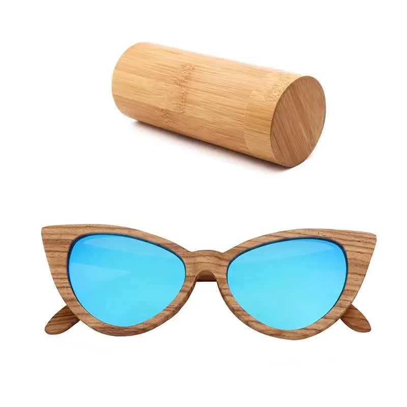 Luxury Fashion Polarized Sunglasses For Women Cat eye Sunglasses Wood Glasses With box Wooden ocularia solaria Gafas de sol