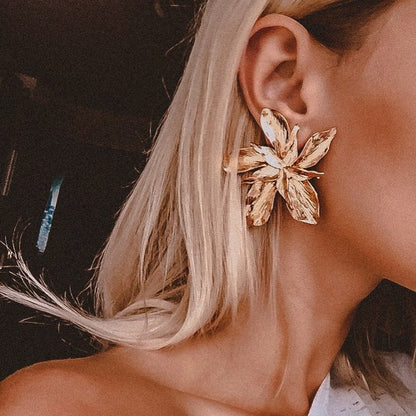 Vintage Metal Flower Statement Earrings LUXLIFE BRANDS