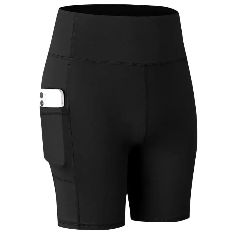 Women&#39;s Yoga Shorts with Pocket Running Tights Short High Waist Gym Compression Sport Shorts Yoga Legging Gym Workout Short