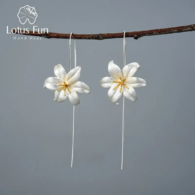 Floral Artisan 18K Gold & 925 Sterling Silver Earrings