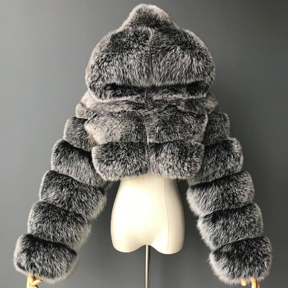 Winter Faux Fur Cropped Coat