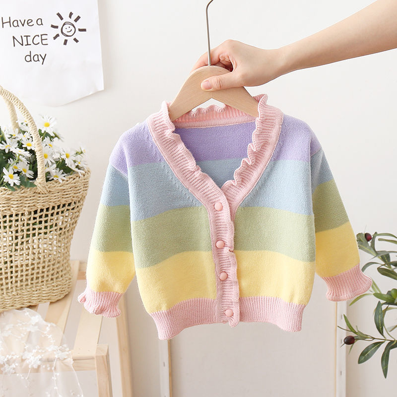 Vidmid Girls Outerwear Spring Baby Sweater Knitting Striped Top Girsl Casual Sweaters Cardigan Newborn Knit Sweater Coats P337
