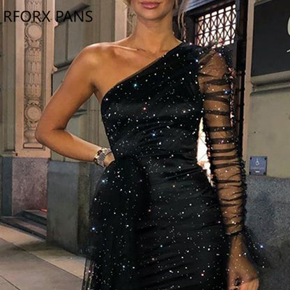 Diva Bling Ruched Long Sleeve Bodycon Dress