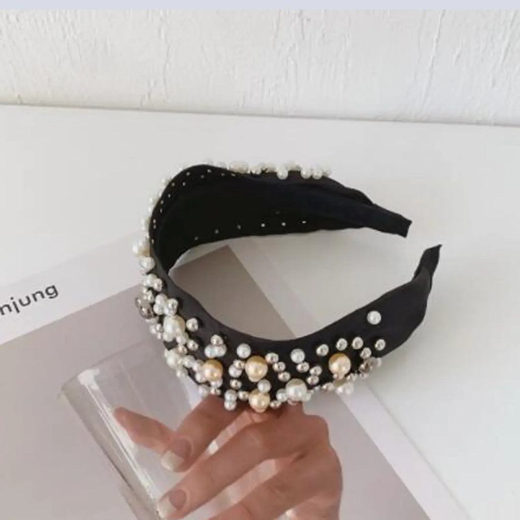 Mixed Pearl Baroque Center Knot Hairband