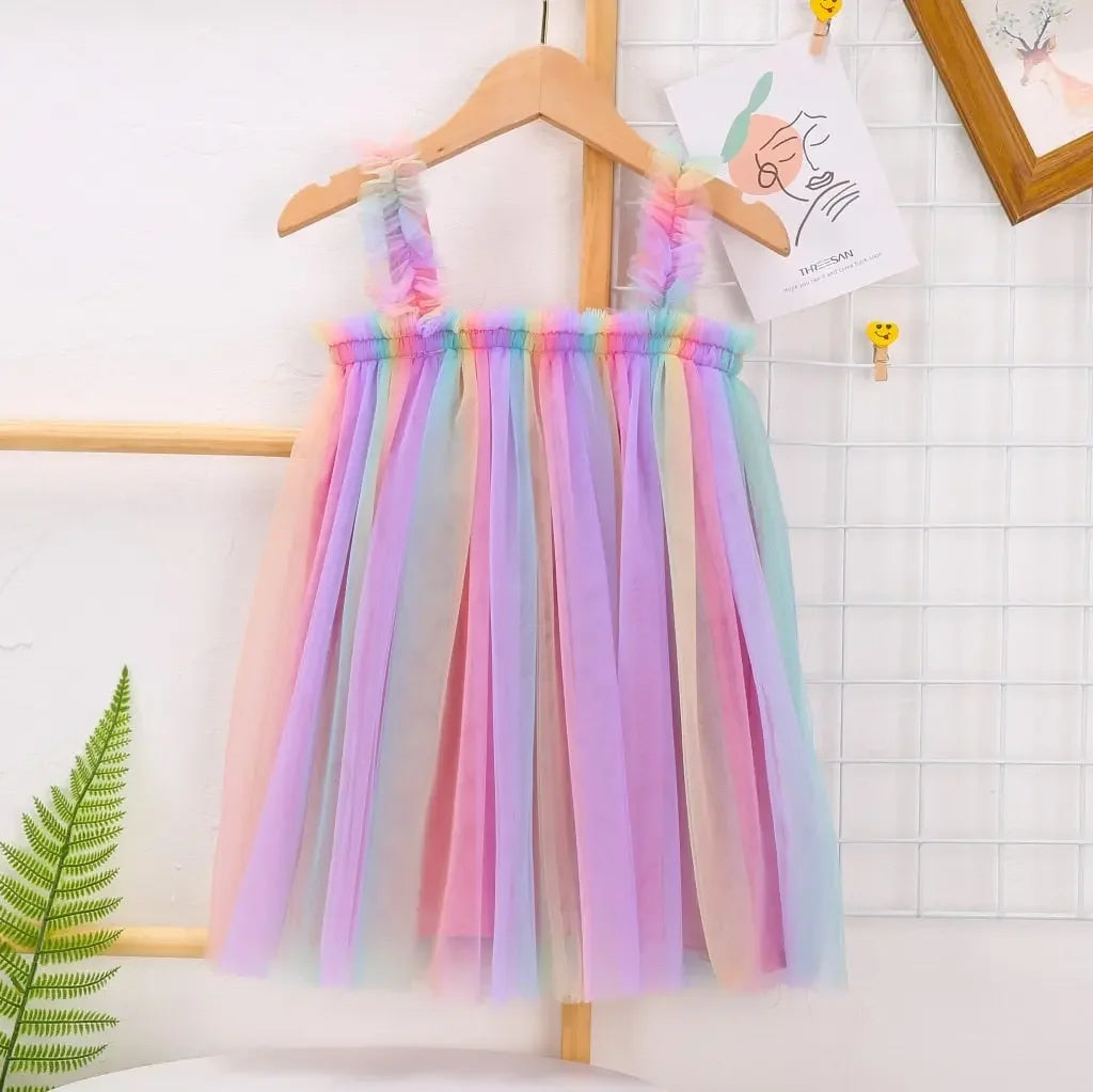 Girls Rainbow Colorful Tutu Dress
