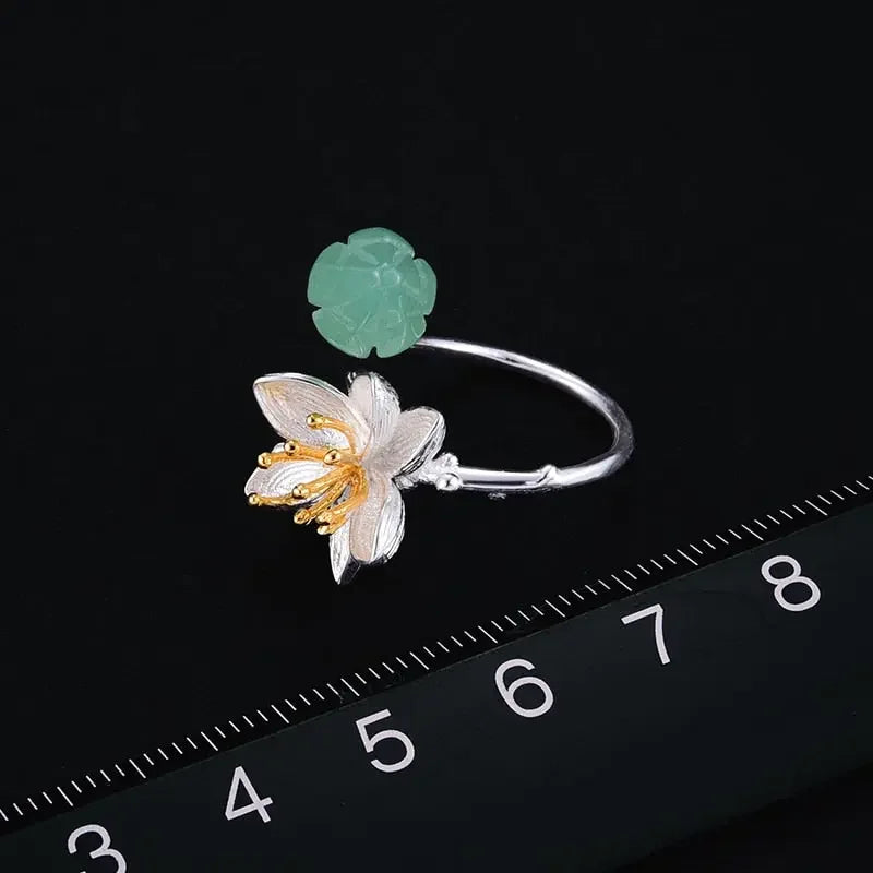 Floral Artisan 925 Sterling Silver Lotus Whispers Rings
