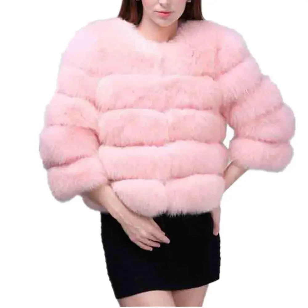 Long Sleeves Short Faux Fur Coat