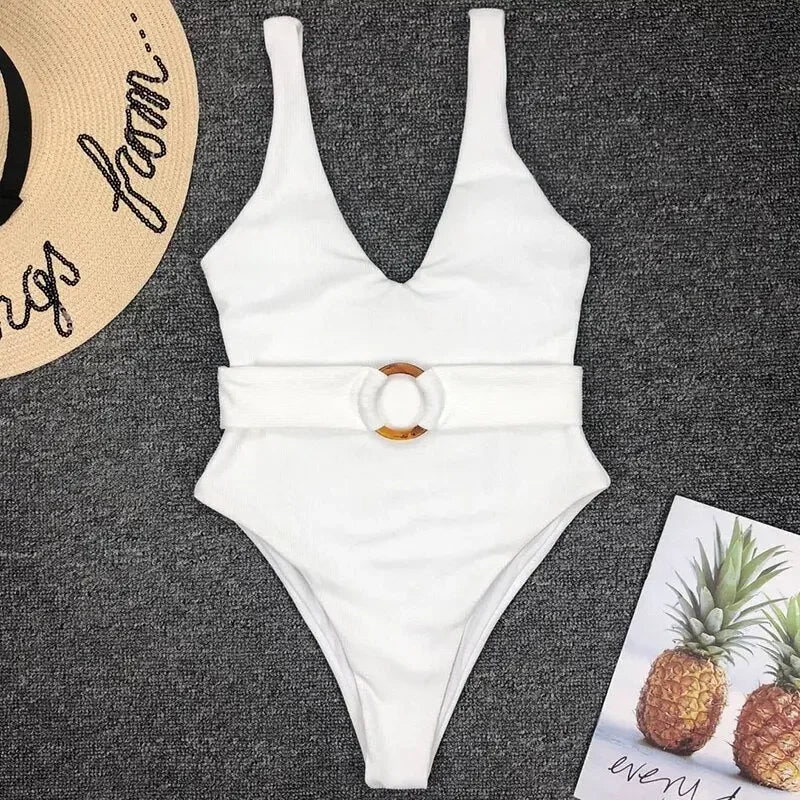 Sexy High Cut Monokini With Cute Belt