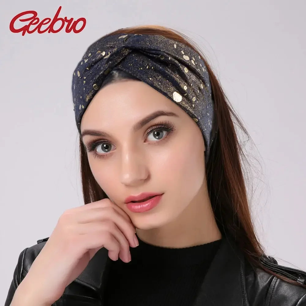 Metallic Color Wide Elastic Headband
