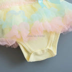Rainbow Stripes Baby Girl Dress Summer Lace Kids Baptism Birthday Dress Princess Girls Clothing Infant Dresses Vestido