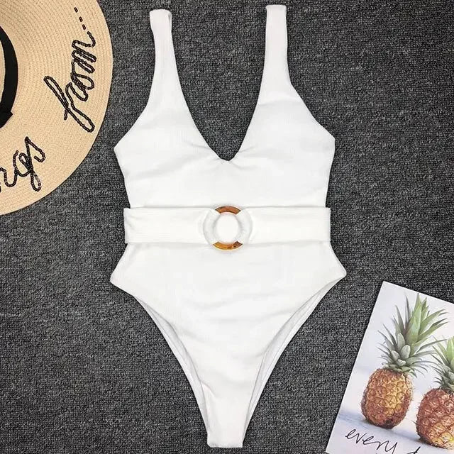 Sexy High Cut Monokini With Cute Belt