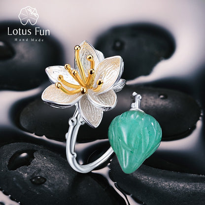 Floral Artisan 925 Sterling Silver Lotus Whispers Rings