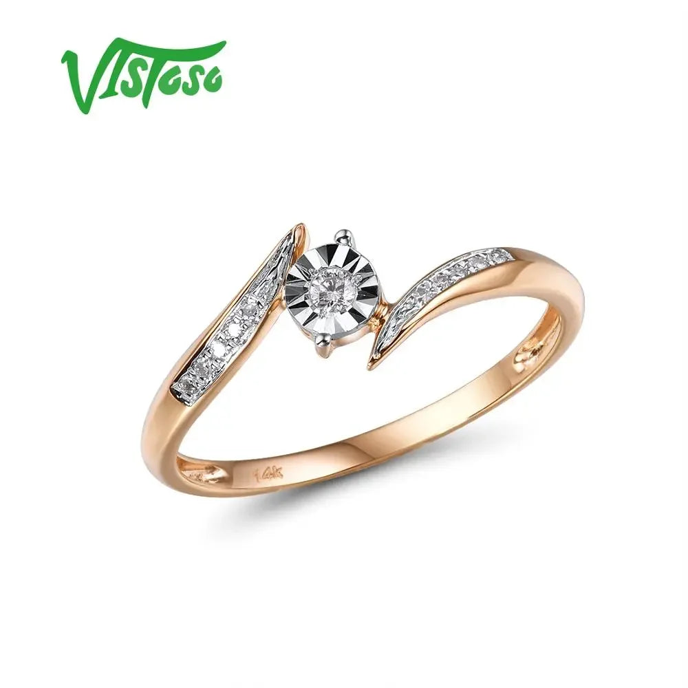 LUX 14K 585 Diamond Gold Ring