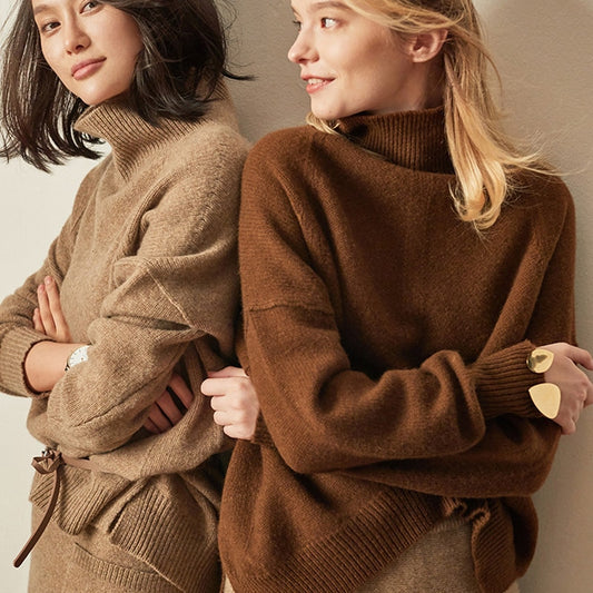 Women’s High Neck Autumn Cashmere Sweater LUXLIFE BRANDS
