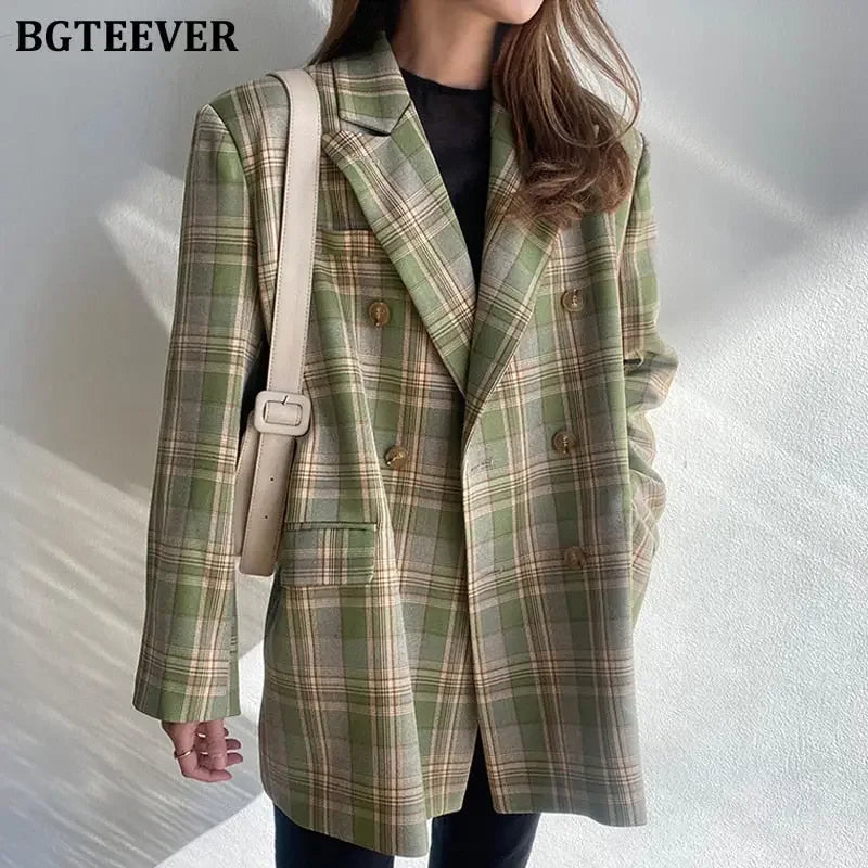 Vintage Loose Fit Plaid Blazer - LUXLIFE BRANDS