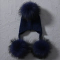 Knitted Baby Hat with Three Real Fur Pompom Children Beanie Boy Girl Natural Raccoon Fur Ball Kids Cap Cute Real Fur Pom Pom Hat