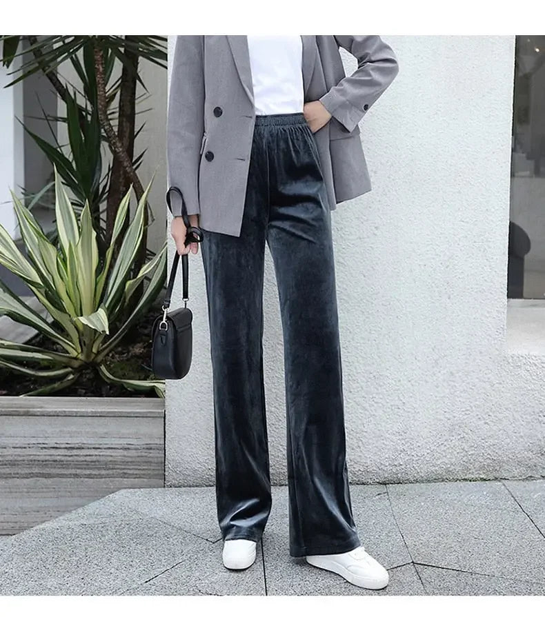 Straight Wide Leg Velvet Casual Loose Pants
