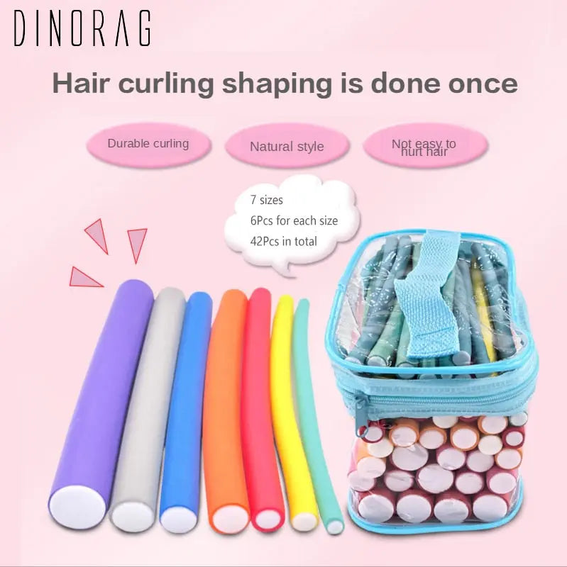 Dinorag 42 pcs/Lot Soft Hair Curler Roller Curl Hair Bendy Rollers DIY Magic Rollers Sponge Hair Curling Tool Styling