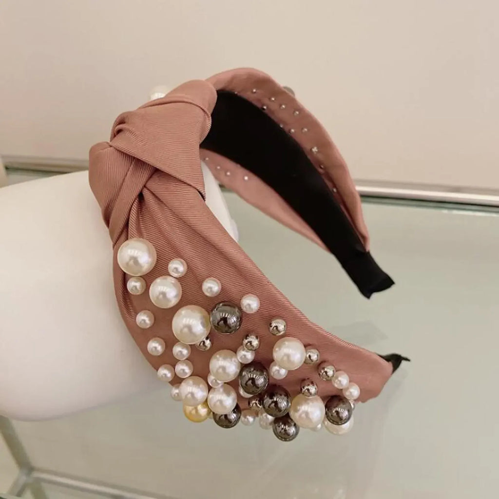 Mixed Pearl Baroque Center Knot Hairband