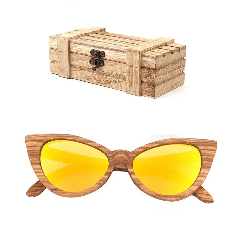 Luxury Fashion Polarized Sunglasses For Women Cat eye Sunglasses Wood Glasses With box Wooden ocularia solaria Gafas de sol