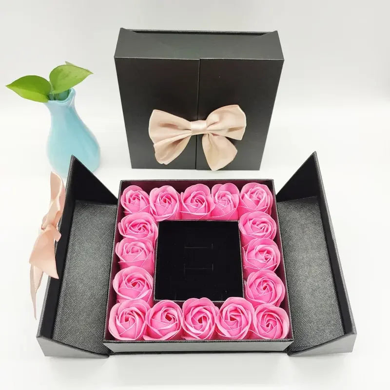 Valentines Artificial Rose & Jewelry Gift Box