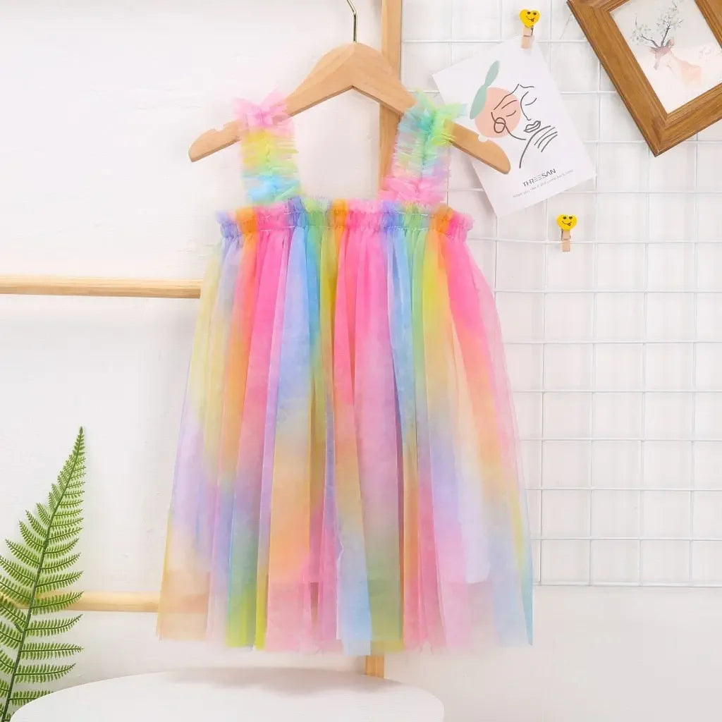Girls Rainbow Colorful Tutu Dress