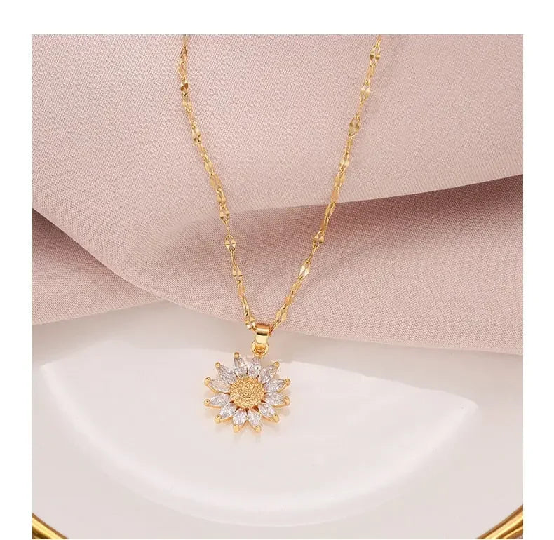 Gold Plated Sunflower Necklace