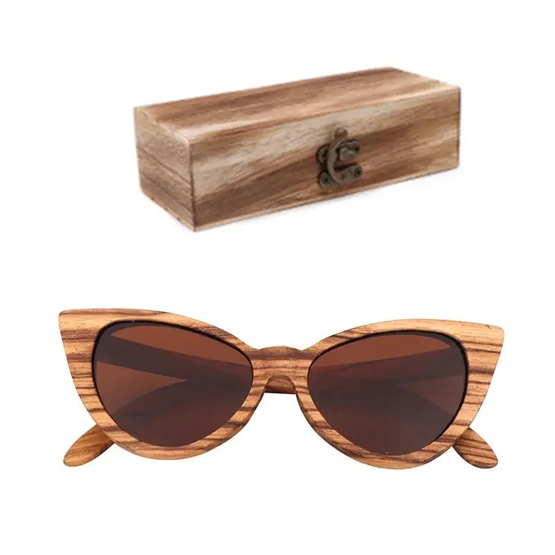 Luxury Fashion Polarized Sunglasses For Women Cat eye Sunglasses Wood Glasses With box Wooden ocularia solaria Gafas de sol